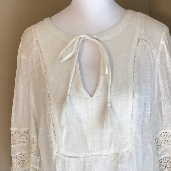 Sundance Tops Sundance White Cotton Rayon Embroidered Boho Top